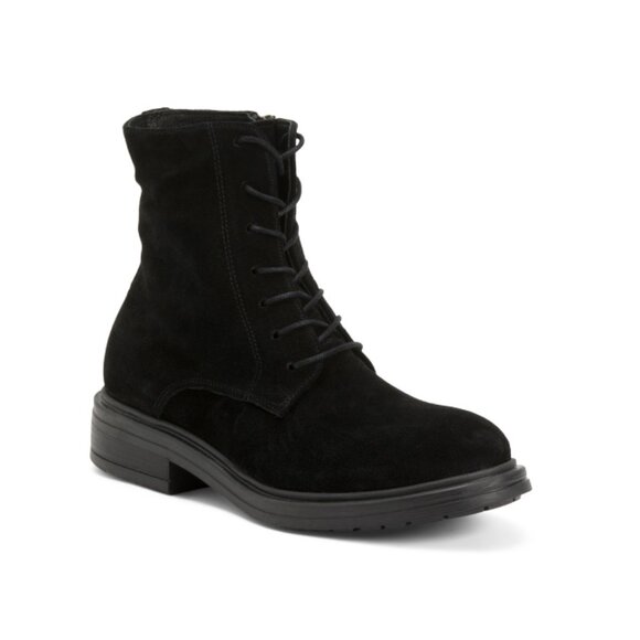 OROSCURO Black Made In Italy Suede Lace Up Booties
